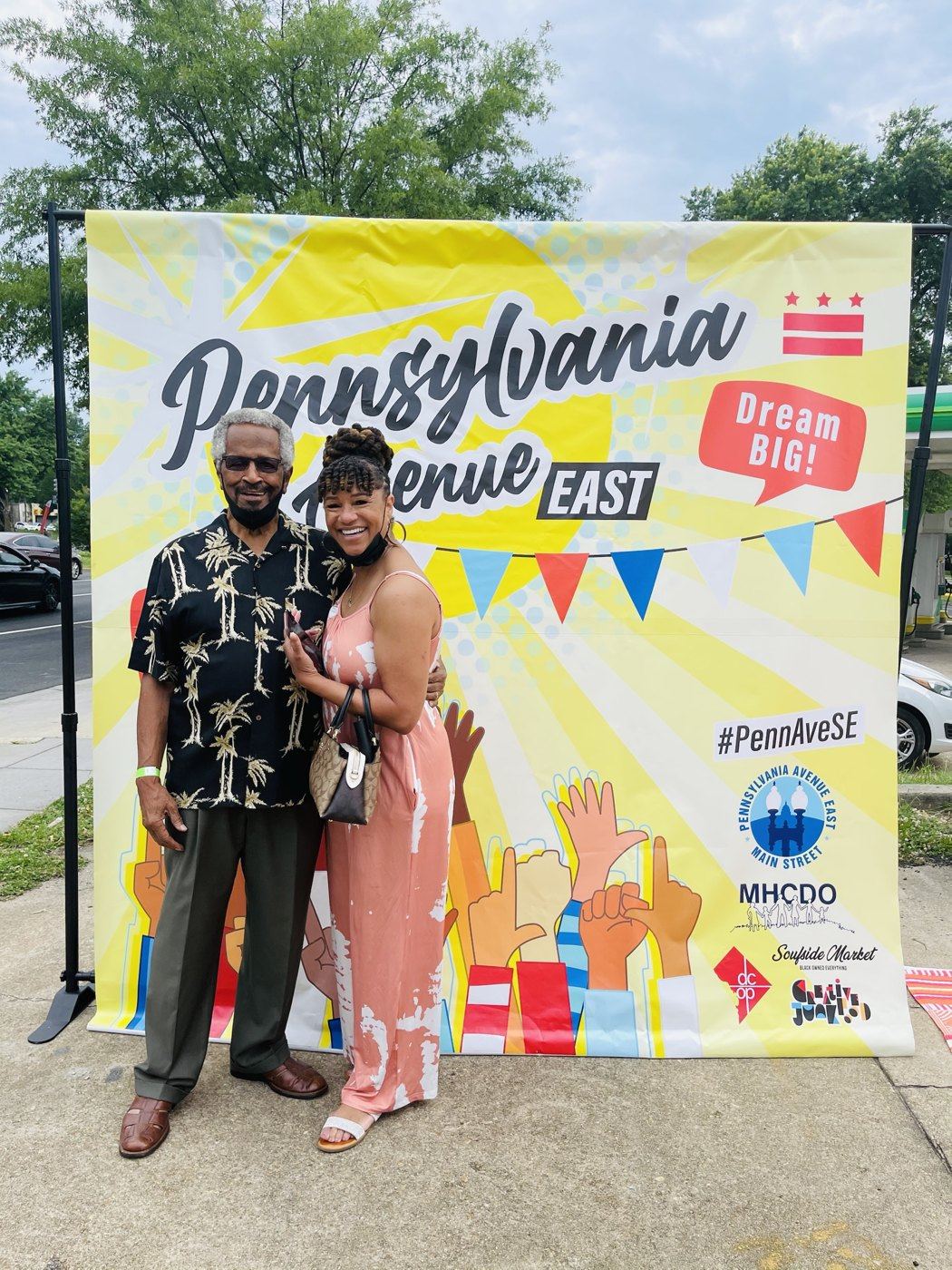 Guests at the Pennsylvania Avenue East backdrop at Art All Night 2022