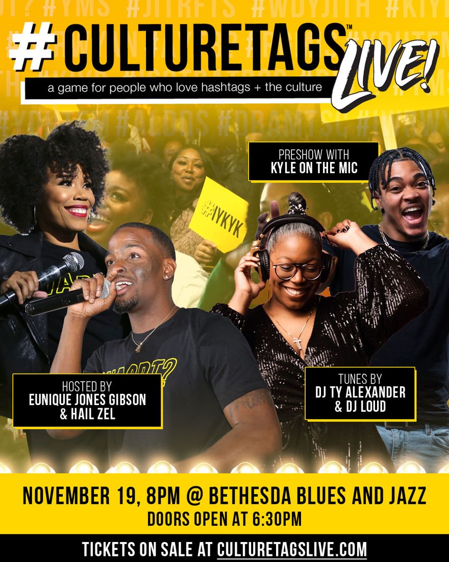 Flyer: CultureTags Live! November 19, 8pm, Bethesda Blues and Jazz