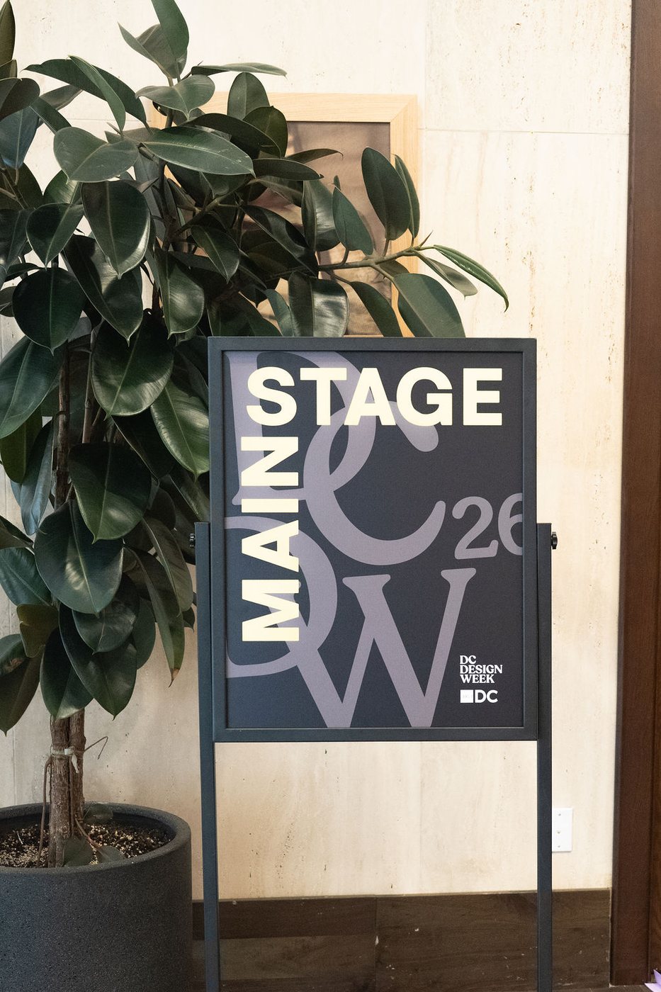 Main Stage room sign for POV, DC Design Week 2026
