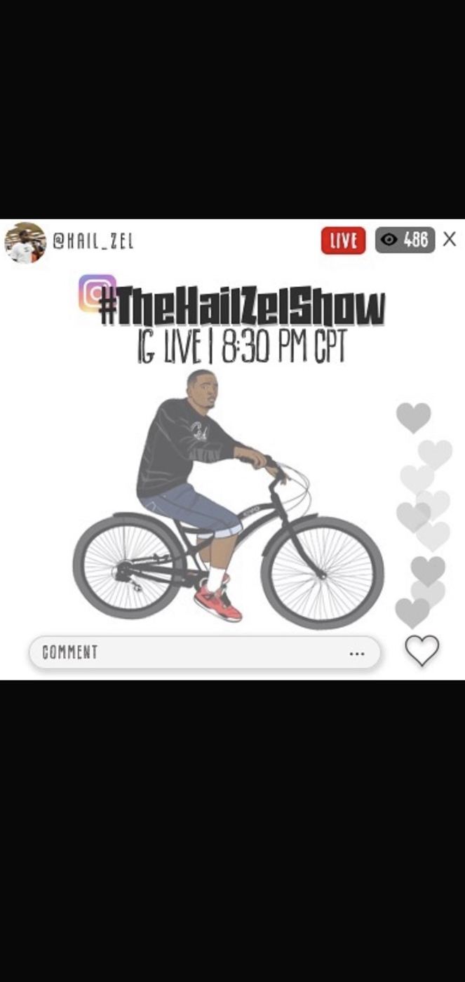 #TheHailZelShow broadcasting on Instagram Live, February 2018, 486 watching